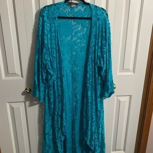 L&B plus size blue lace duster (NWOT)